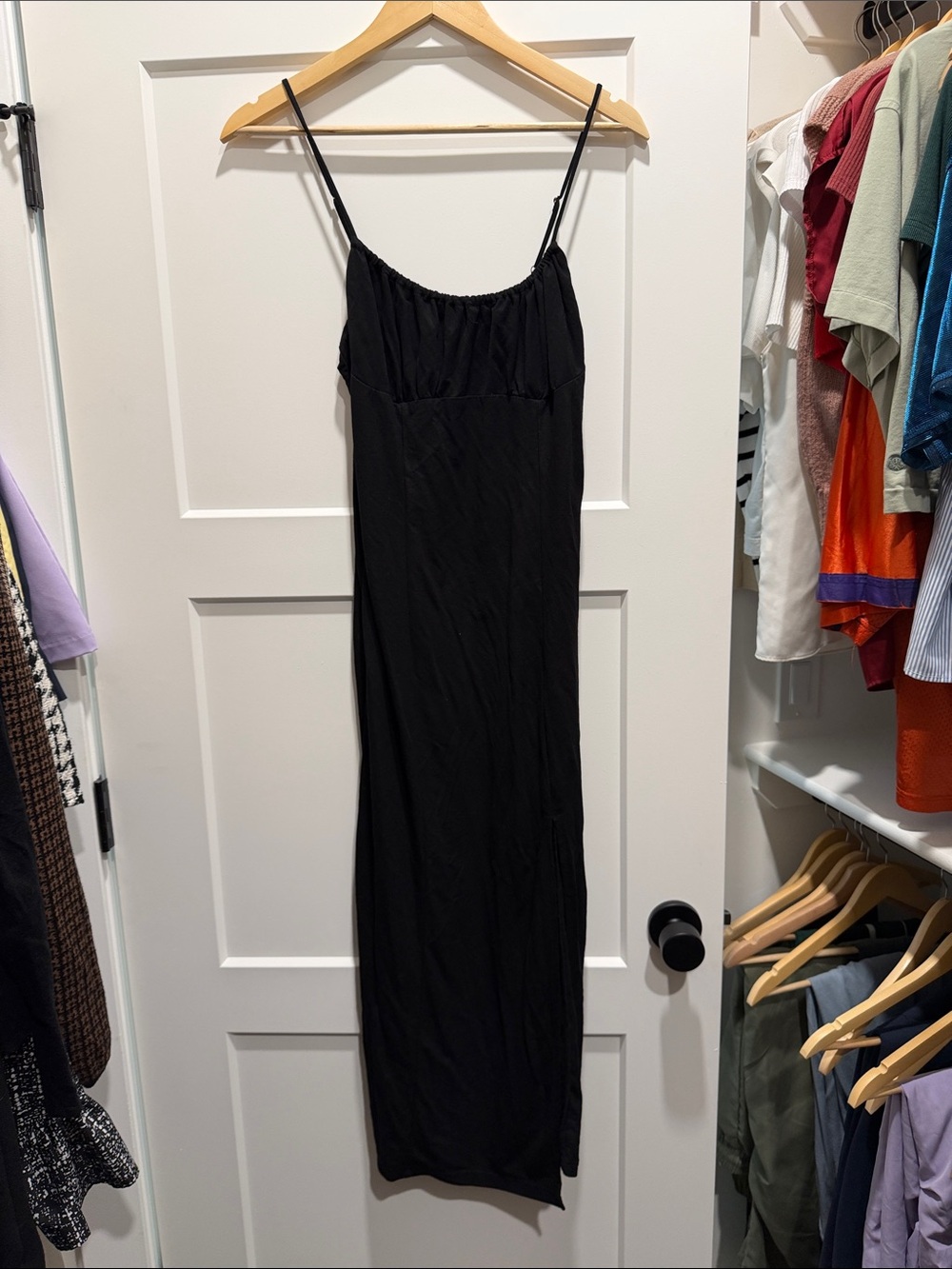 Mango Black Spaghetti-Strap Maxi Dress